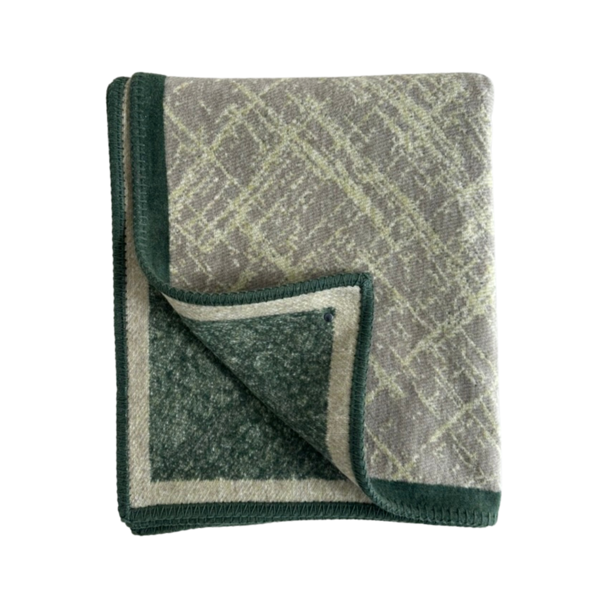 Crosshatch Recycled Cotton Throw - Forest Green