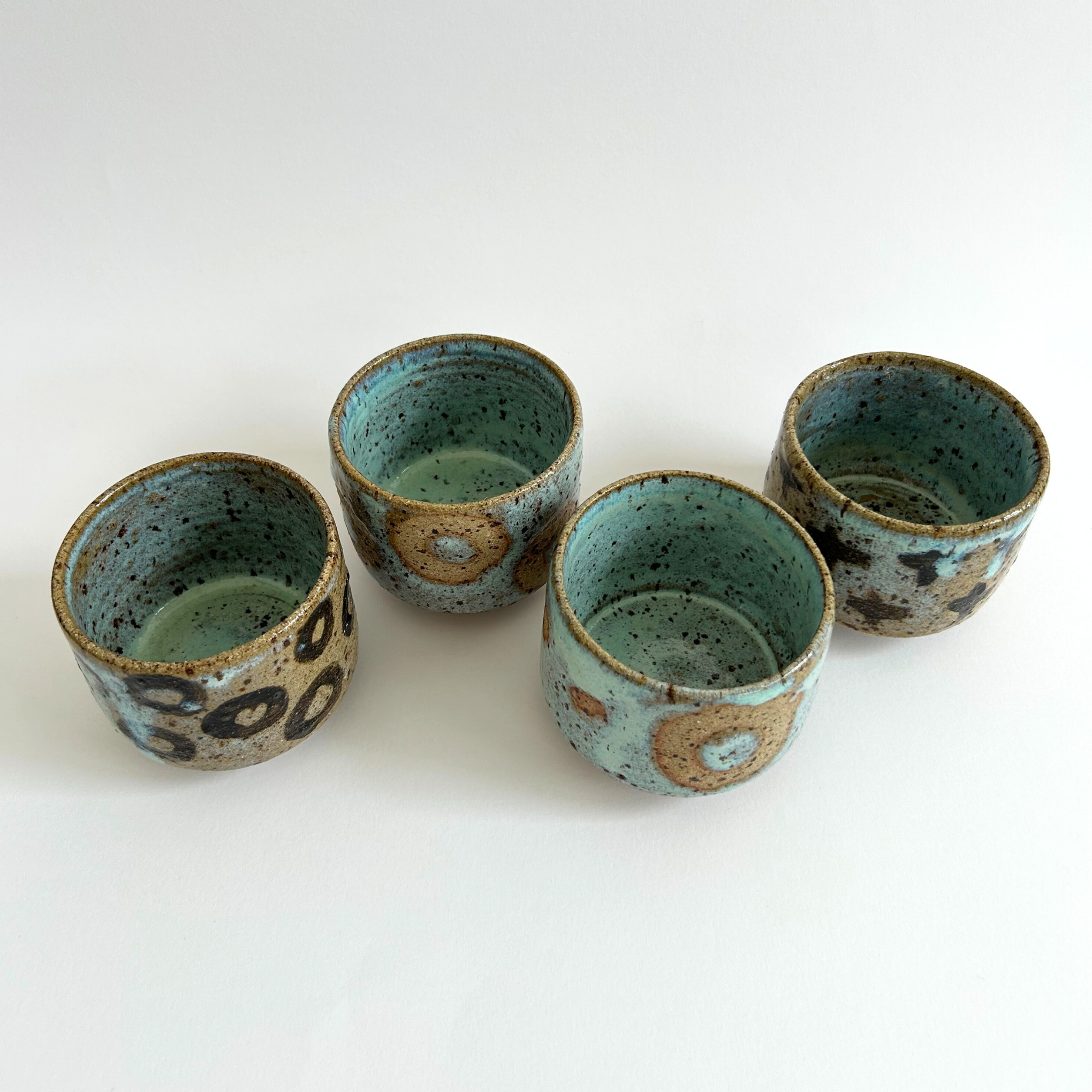Blue glazed cups