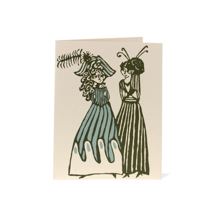 Card - Ladies in Hats Green and Turquoise